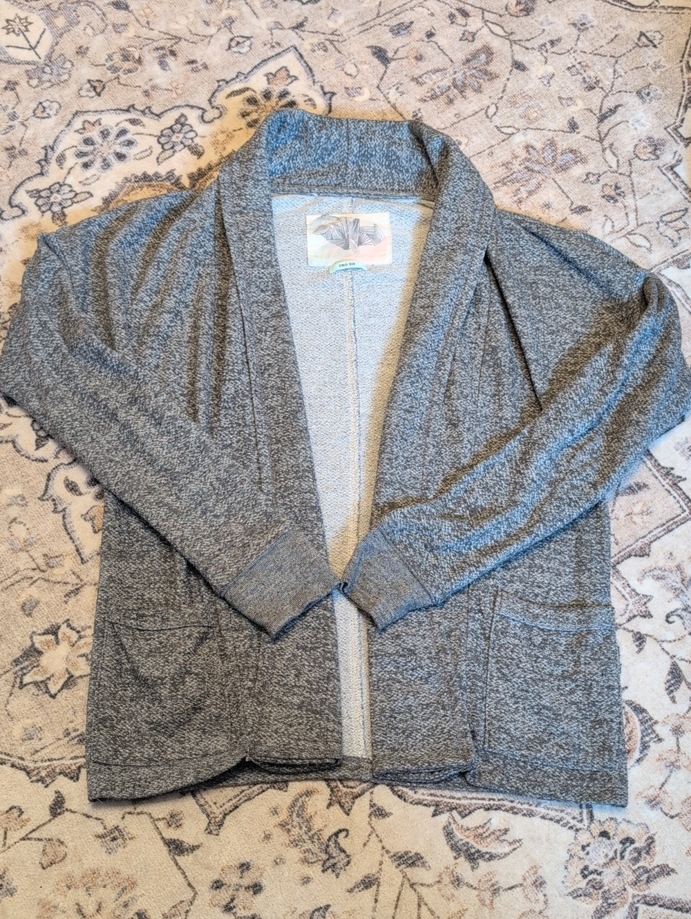 Kimchi Blue Urban Outfitters Heather Gray Shawl-Collar Open-Front Cardigan